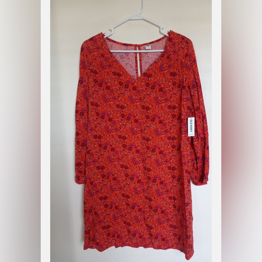 Old Navy Red and Orange Floral Dress Size XXL NWT